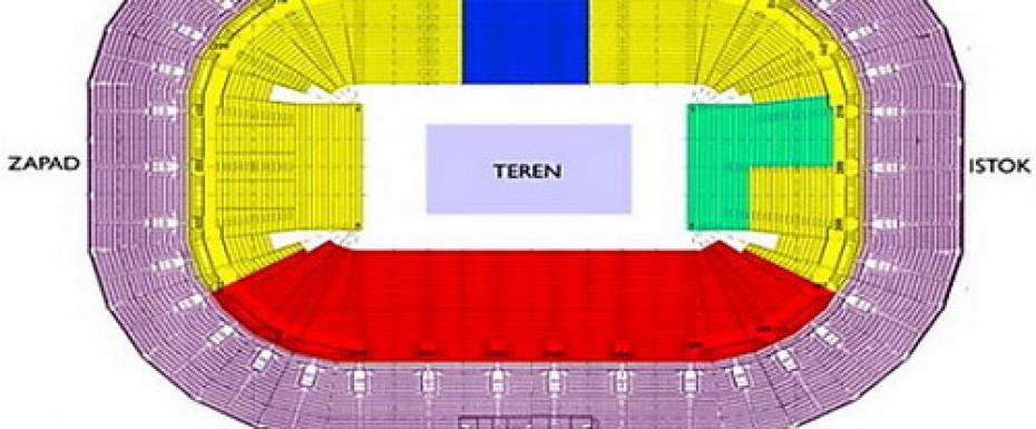 Raspored sektora u Areni za utakmicu Partizan–CSKA