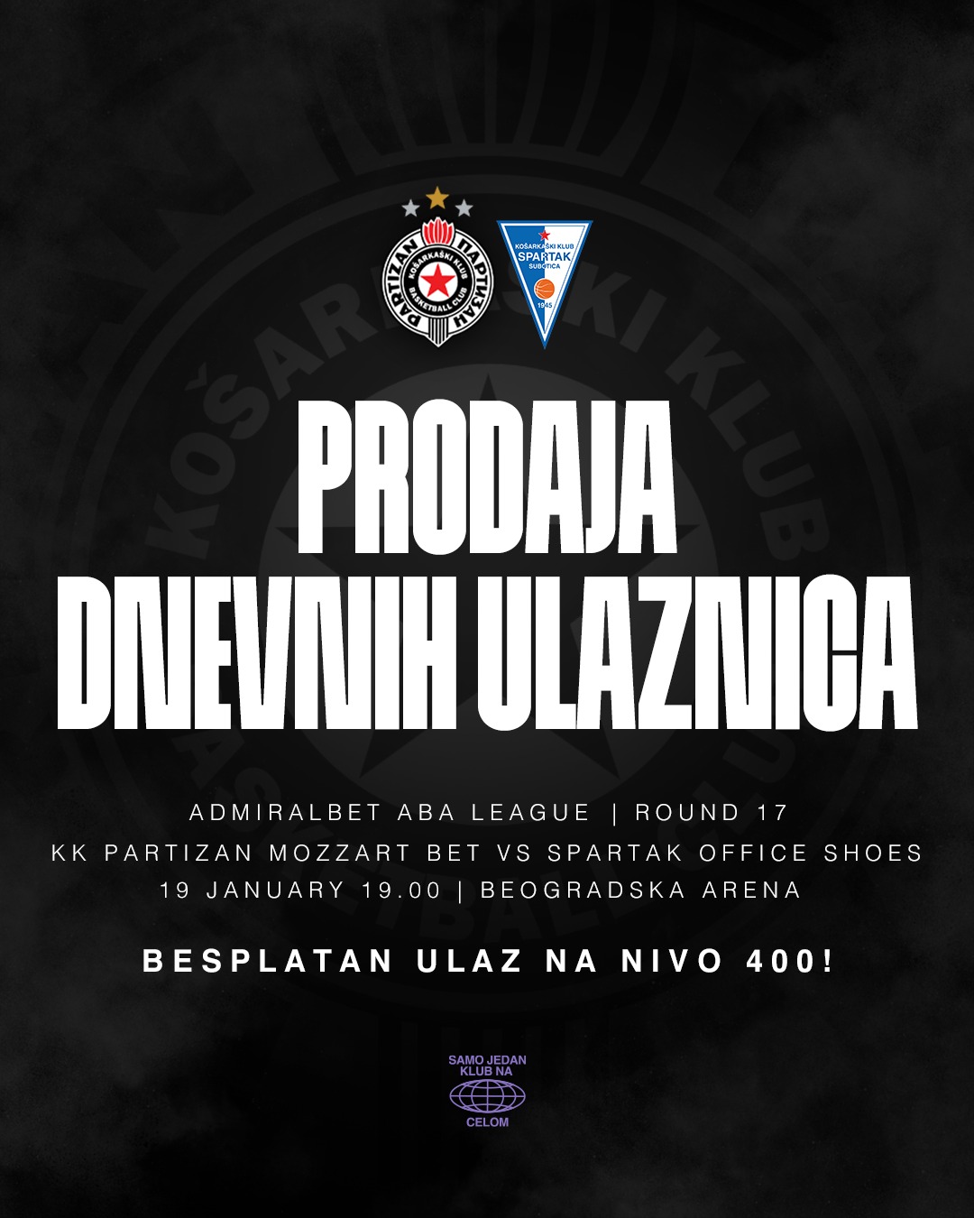 Prodaja dnevnih ulaznica za meč protiv Spartaka počinje u sredu 