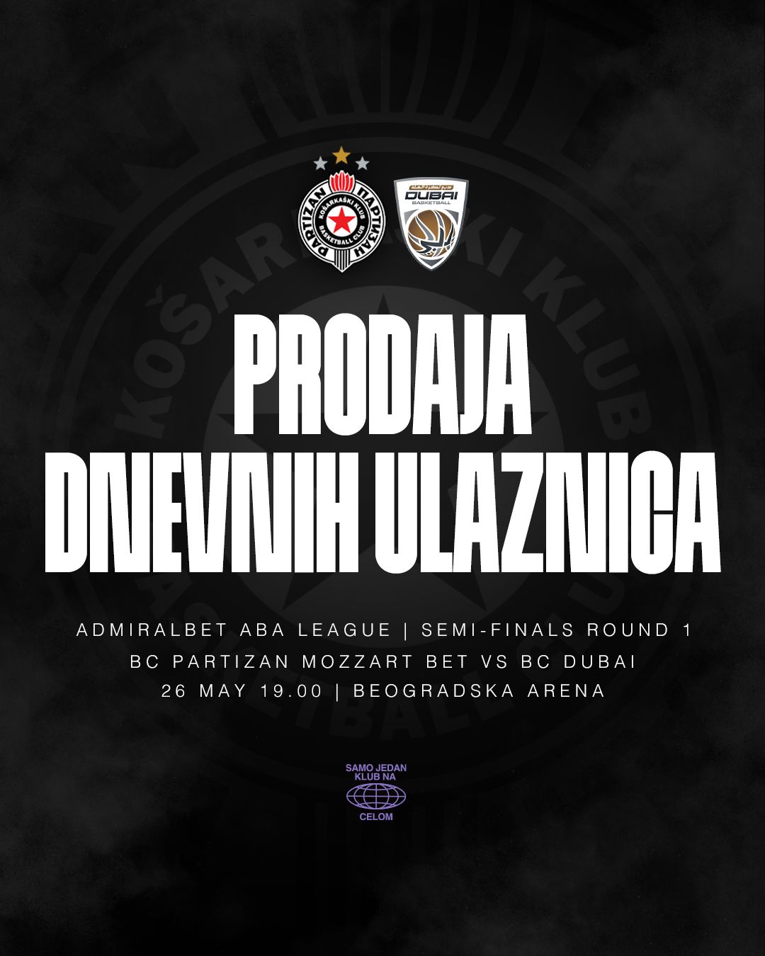 Prodaja dnevnih ulaznica za prvi polufinalni duel protiv Dubaija počinje u podne