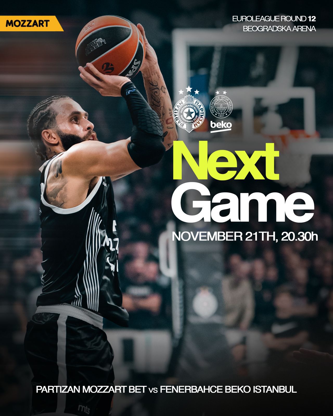 Partizan Mozzart Bet sutra protiv Fenerbahčea u Beogradu