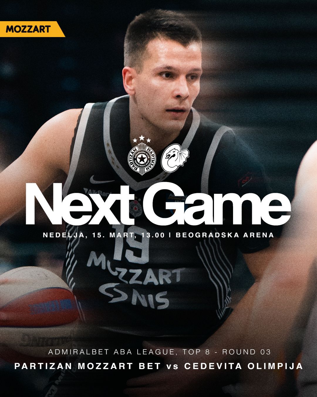 Crno-beli sutra od 13 časova dočekuju Cedevita Olimpiju u Beogradskoj areni