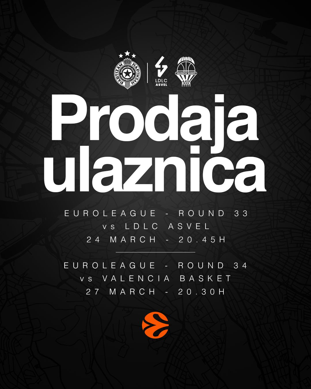 Svaka utakmica je važna, svaka pobeda se računa: U petak počinje prodaja dnevnih ulaznica za utakmice protiv ASVEL-a i Valensije